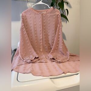 Mauve button down high low